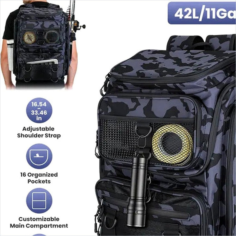42L Tackle Backpack Rod Holders — BiteClutch Fishing Bag