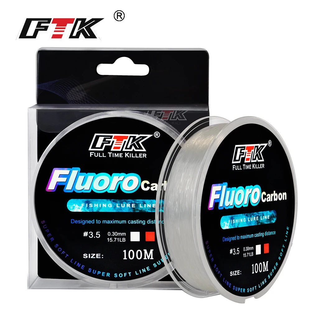 Fluorocarbon Leader Line — 100m, 4 to 34 lb Test