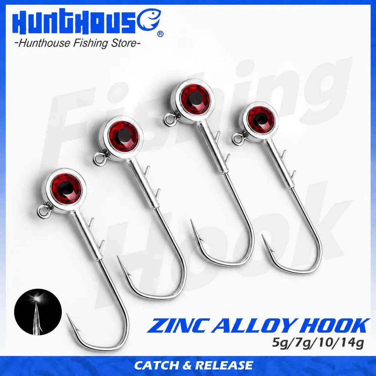 Zinc Alloy Jig Head Hooks — 3D Fish Eye, 4 Weight Options