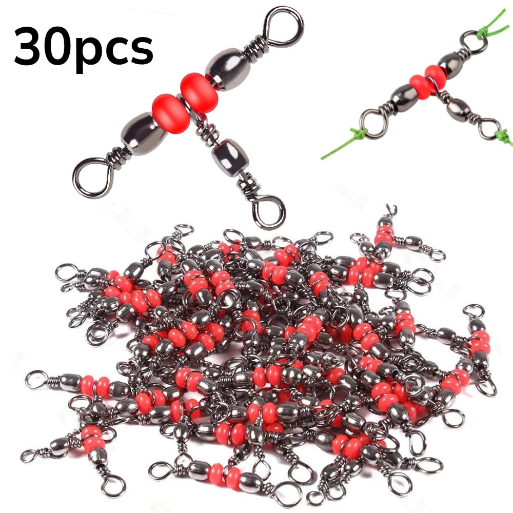 3-Way Connector Swivels — 30 Pack, with Beads