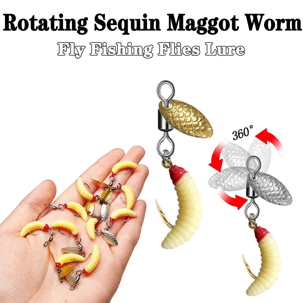 Rotating Sequin Worm — 5 Pack, Trout & Salmon
