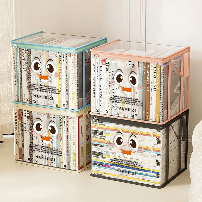 Foldable Storage Box — Transparent Book Organizer