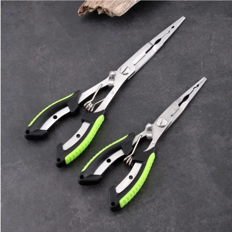 Multi-Function Fishing Pliers — Stainless, Rubber Grip