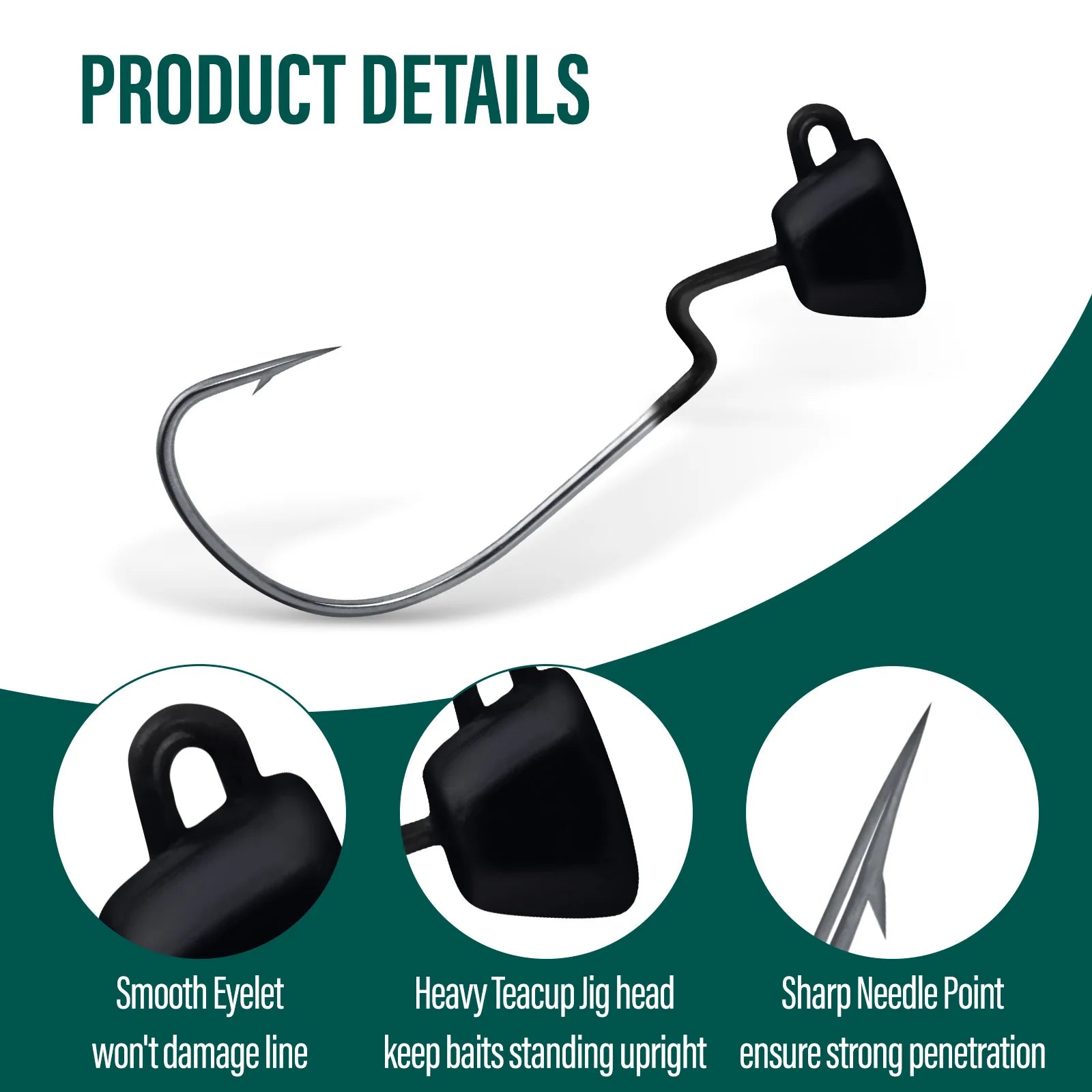 EWG Ned Rig Jig Heads — 5 Pack, Weedless Bass