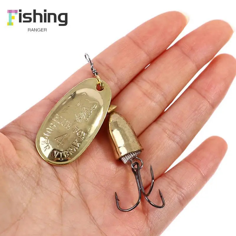Brass Blade Spinner Lure — Rotating Spoon Bait