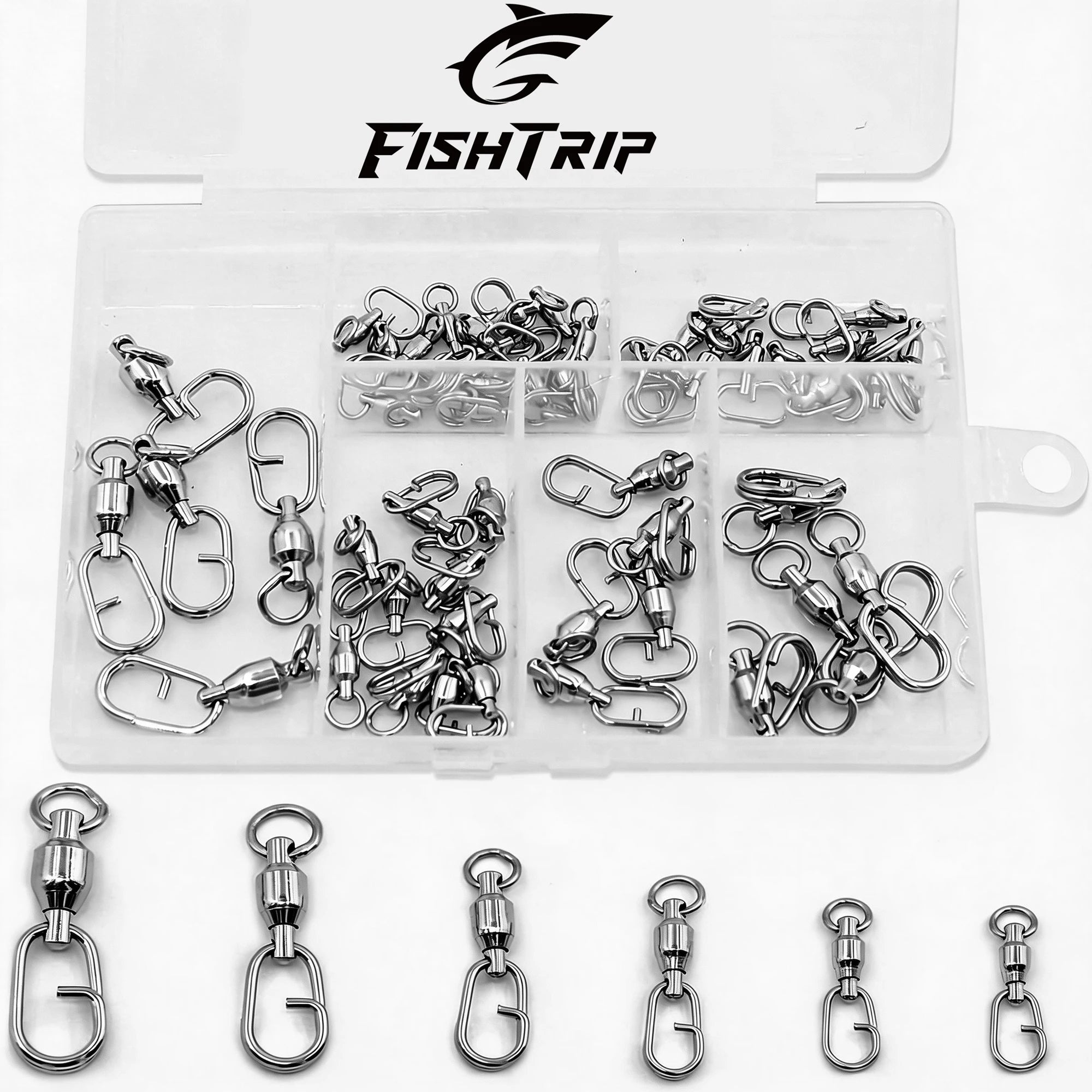 Ball Bearing Swivels — 50 Pack with Split Rings